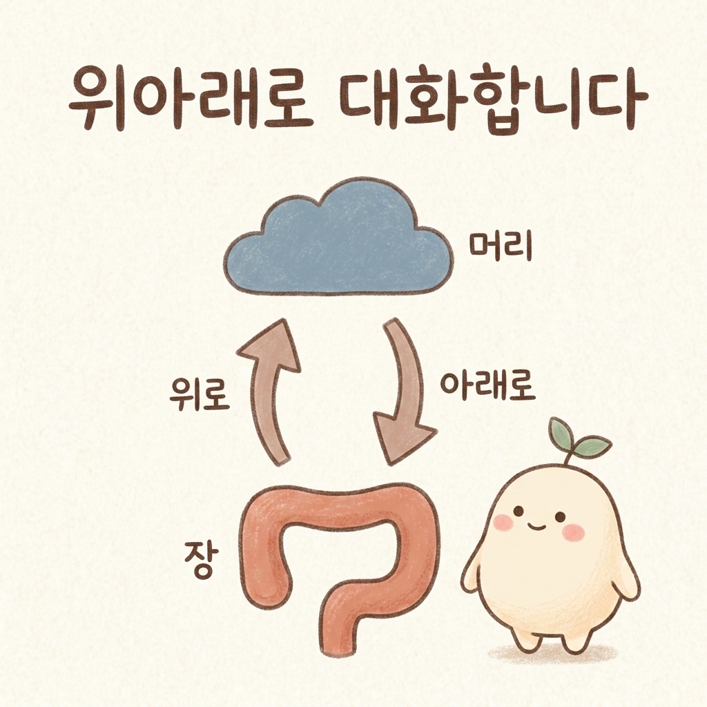 배와 머리가 신호를 주고받는 모습을 그린 손그림 일러스트