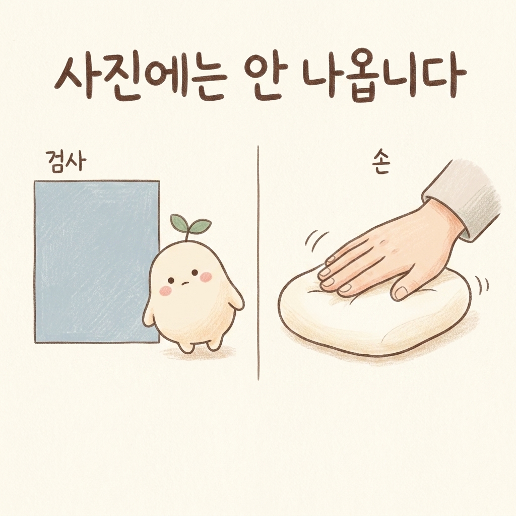 검사에서는 안 나오지만 손과 문진으로 확인하는 모습을 그린 손그림 일러스트