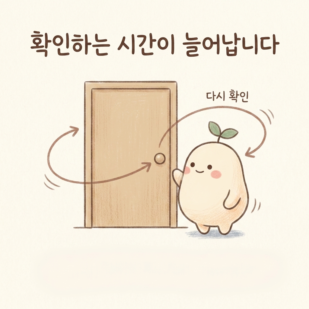 브레인포그가 오래되면 실수가 늘어나는 모습을 그린 손그림 일러스트