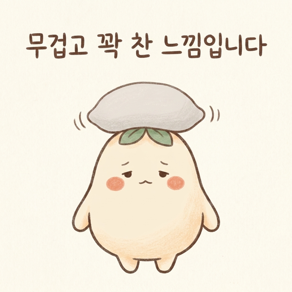 눈이 뻑뻑하고 머리가 무거운 상태를 표현한 손그림 일러스트