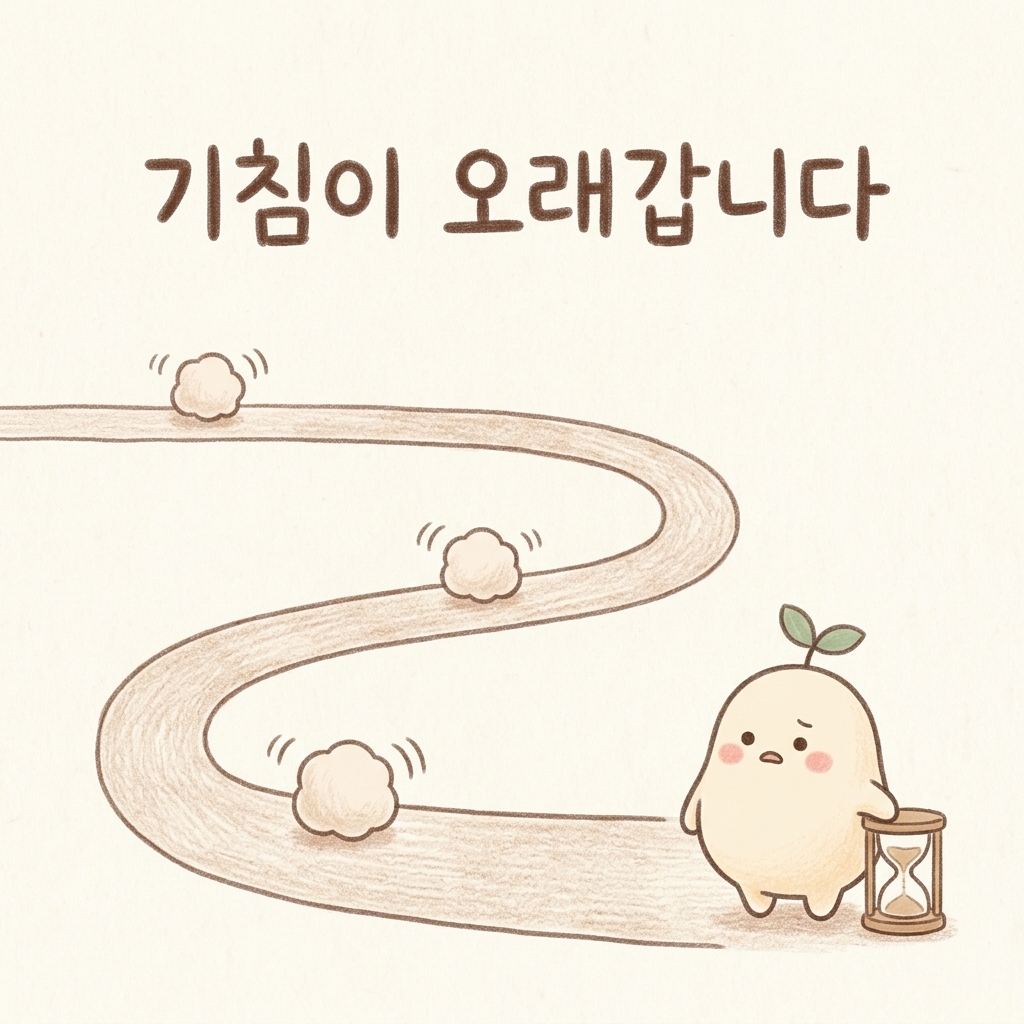 기침이 3주 넘게 이어지는 기간을 표현한 손그림 일러스트