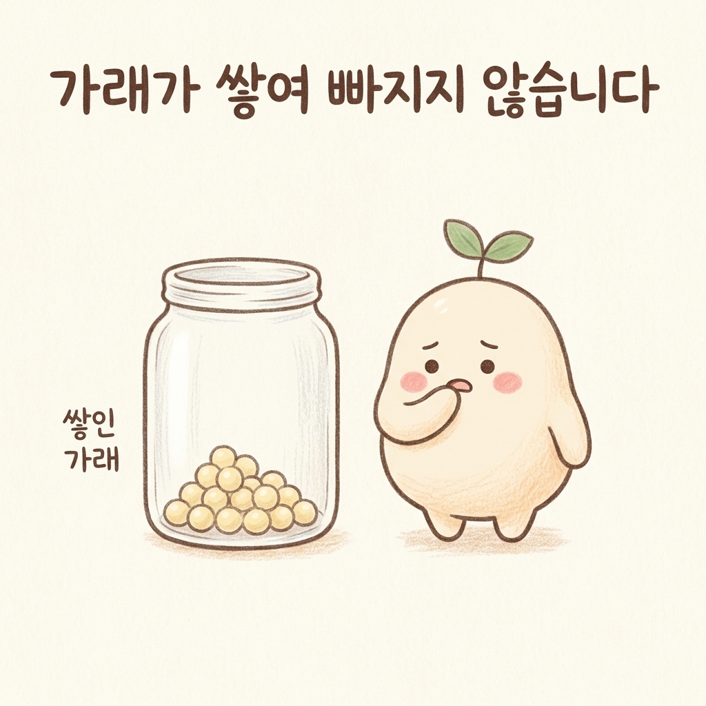 가래가 쌓여 빠지지 않는 담음 정체를 그린 손그림 일러스트
