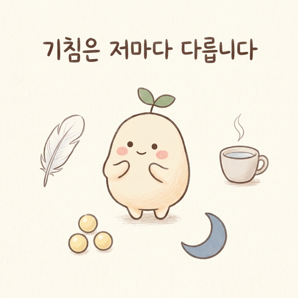 만성 기침이 사람마다 다르게 나타나는 모습을 표현한 손그림 일러스트