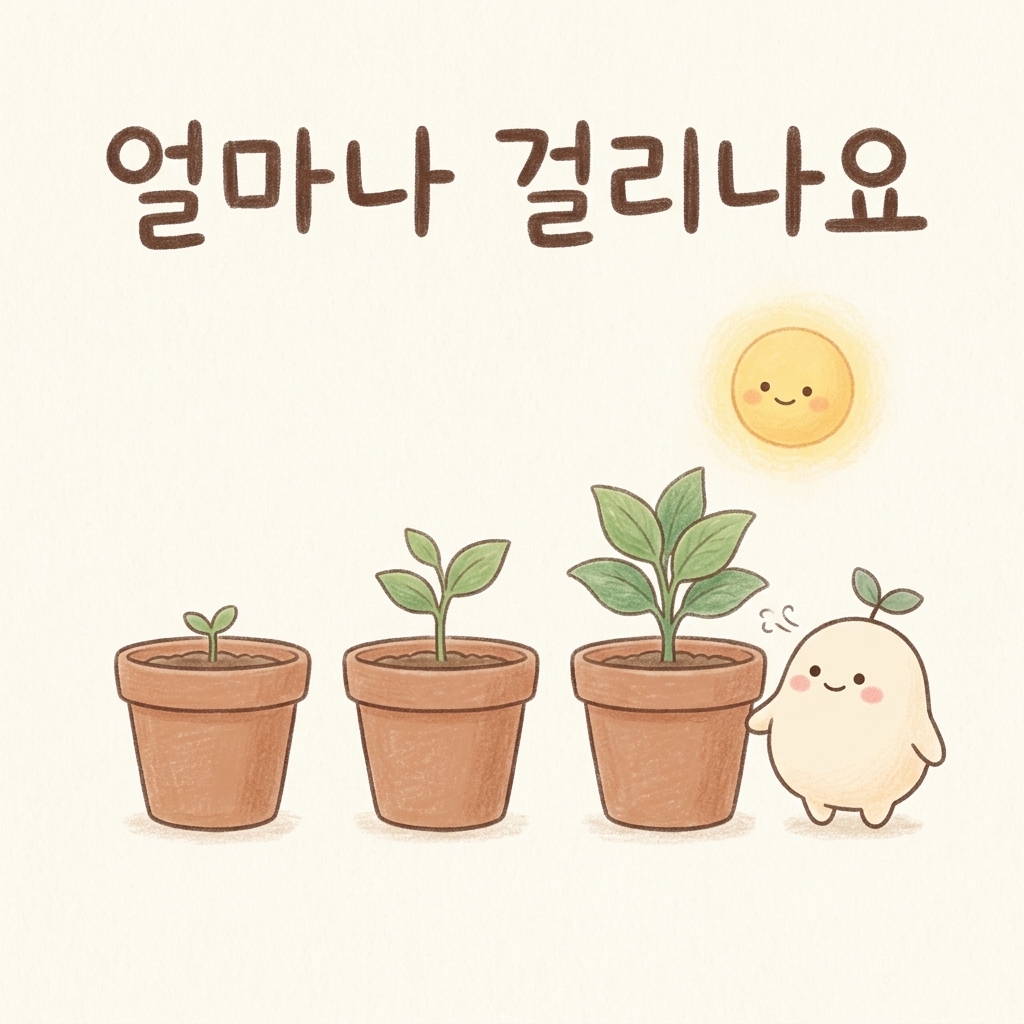 만성 기침 치료에 걸리는 기간을 그린 손그림 일러스트