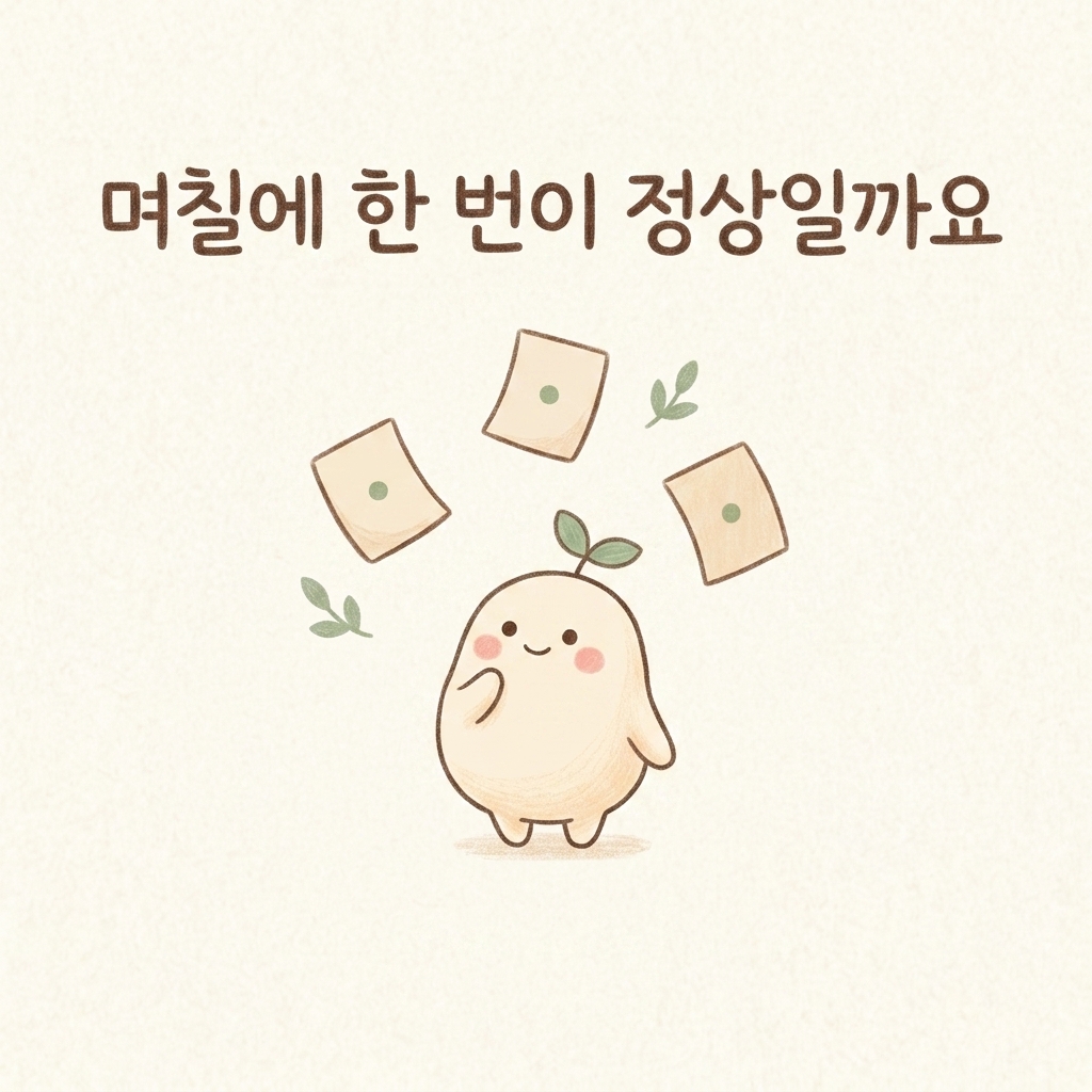 변비의 기준을 설명하는 한의사 손그림 일러스트