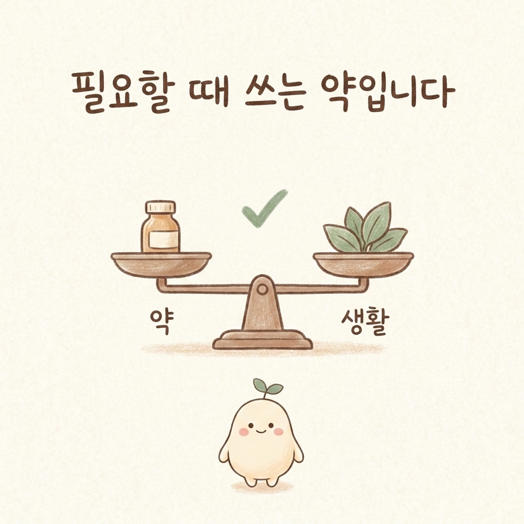 변비약이 필요한 상황을 설명하는 손그림 일러스트