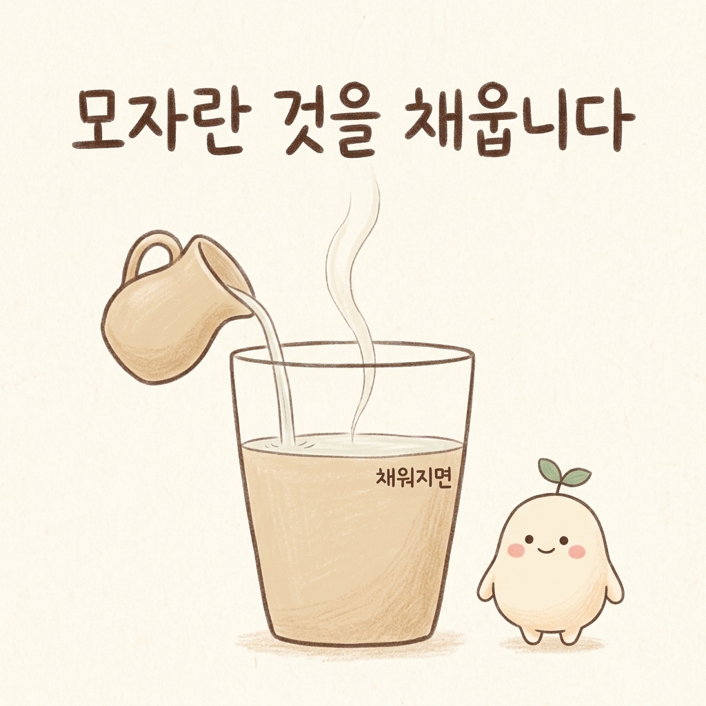 모자란 기운과 피를 채우는 것을 그린 손그림 일러스트
