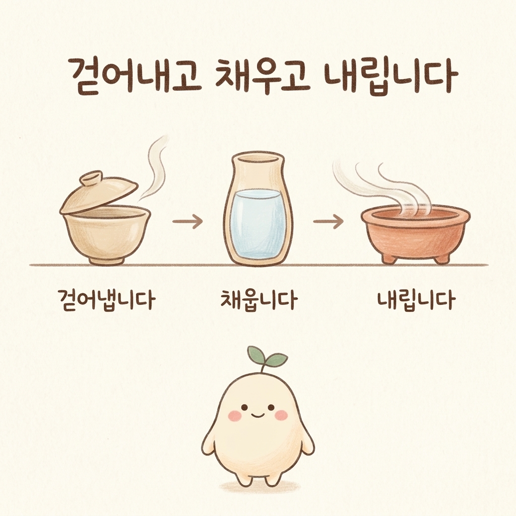 어지럼을 걷어내는 순서를 표현한 손그림 일러스트