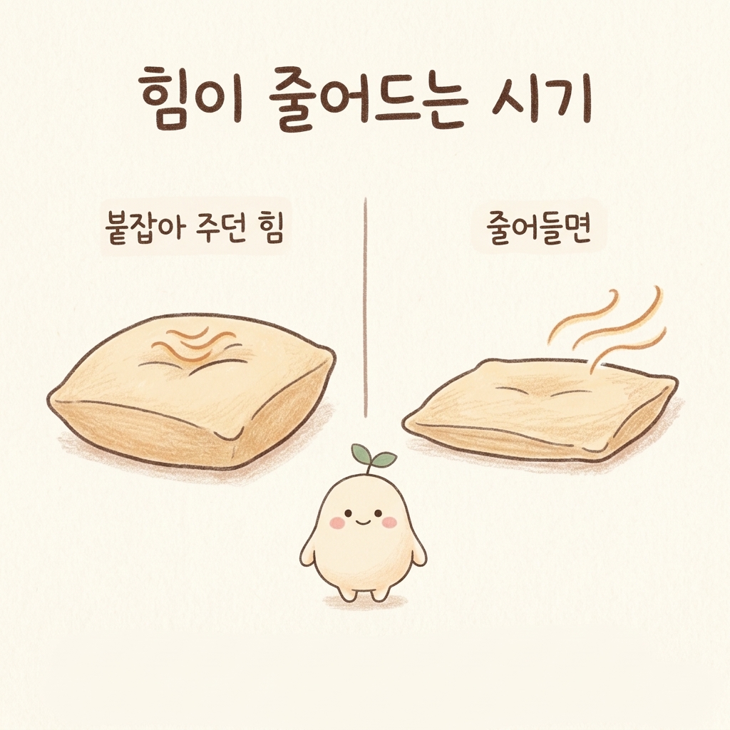 갱년기와 화병이 겹치는 시기를 표현한 손그림 일러스트