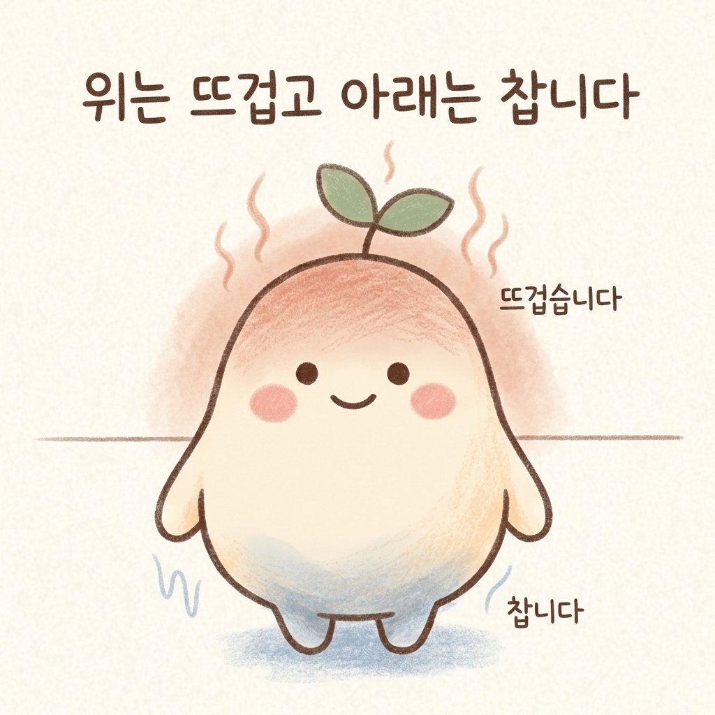 얼굴은 뜨겁고 손발은 찬 상태를 비교한 손그림 일러스트