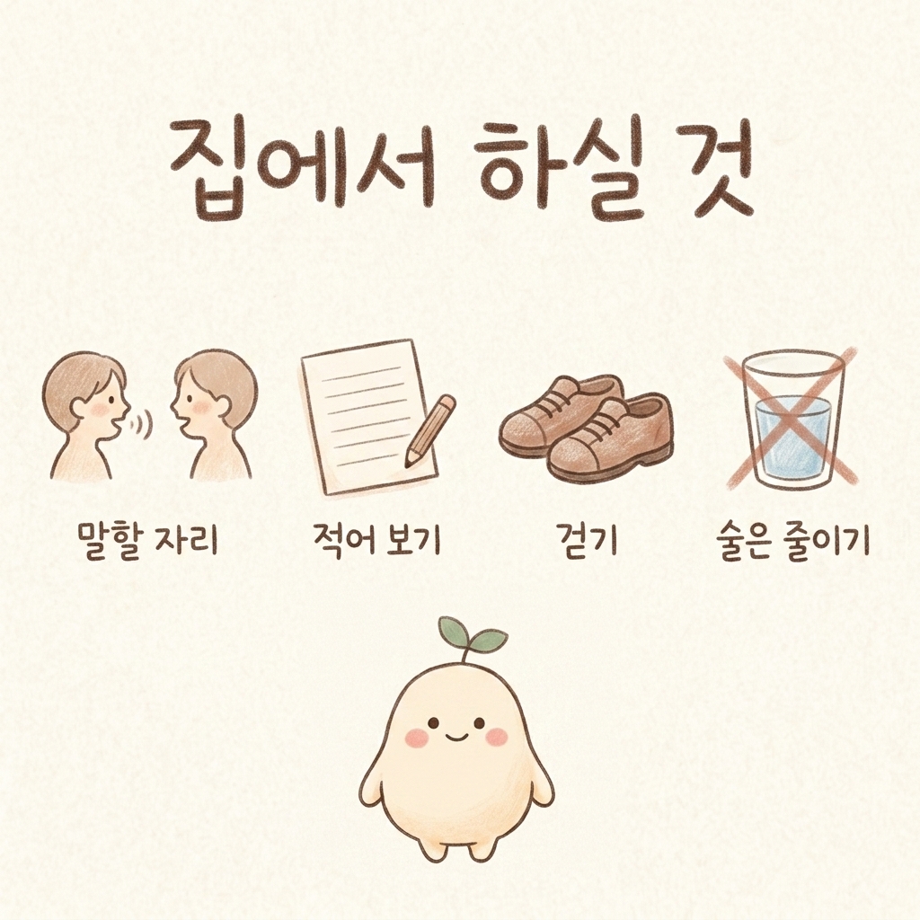 집에서 하실 것들을 정리한 손그림 일러스트