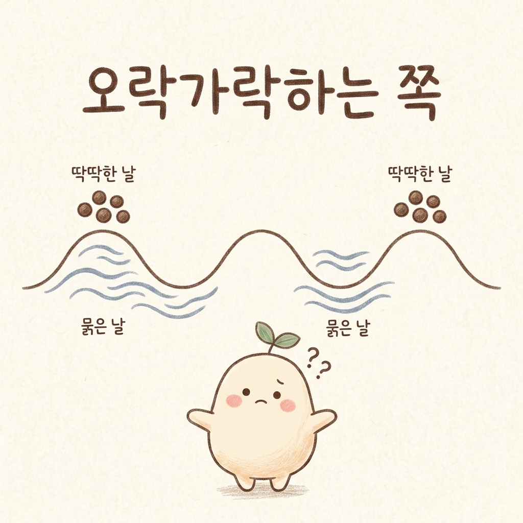 설사와 변비가 번갈아 나타나는 혼합형을 그린 손그림 일러스트