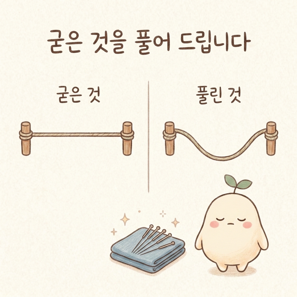 굳은 뒷목과 어깨를 풀어 주는 침 치료 손그림 일러스트