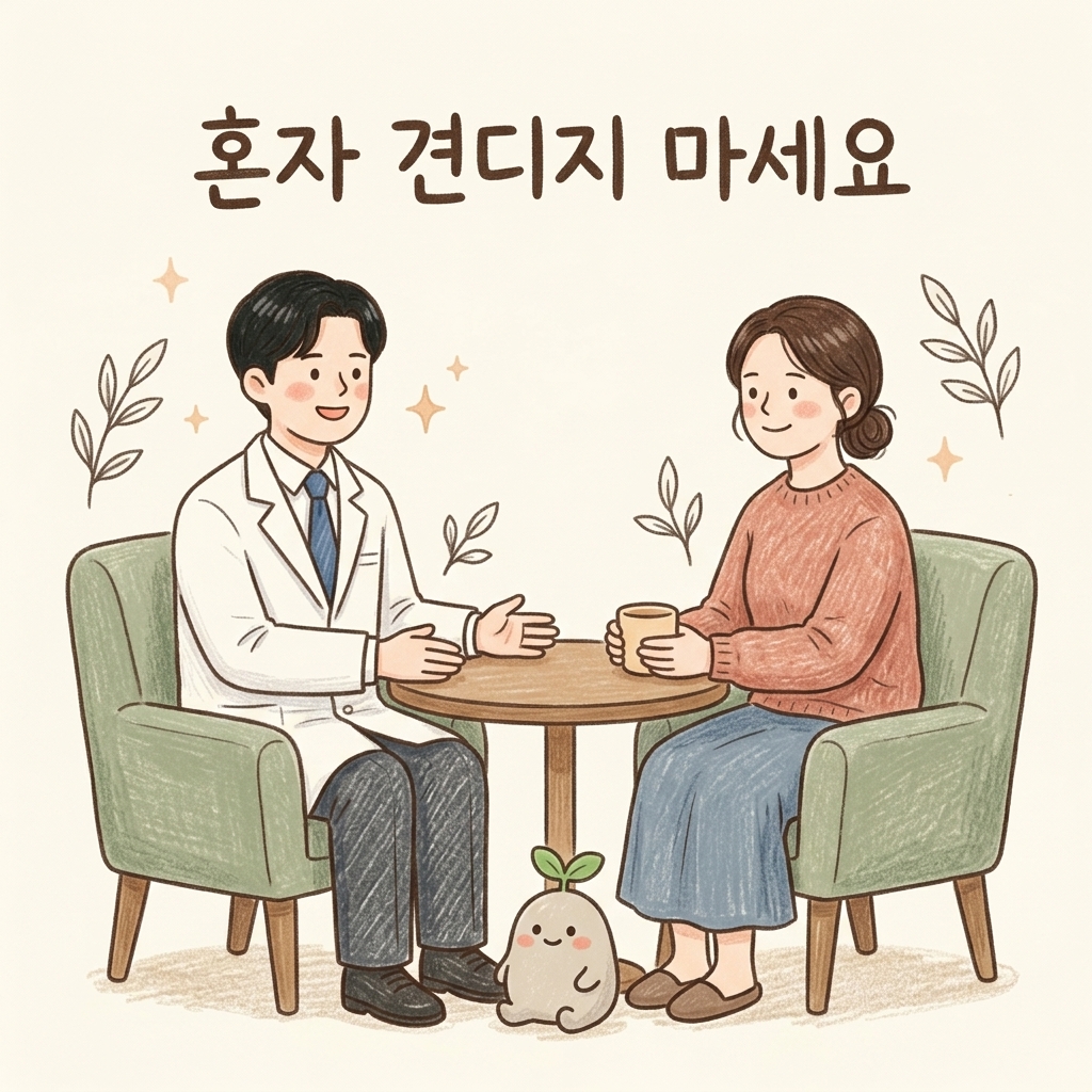 편안한 밤을 되찾은 모습을 그린 손그림 일러스트