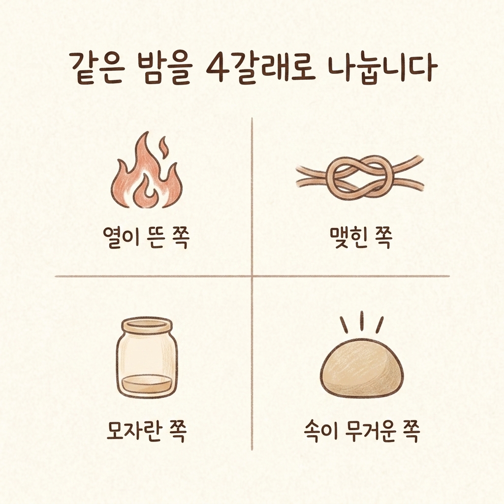 불면을 4갈래로 나누어 살피는 손그림 일러스트