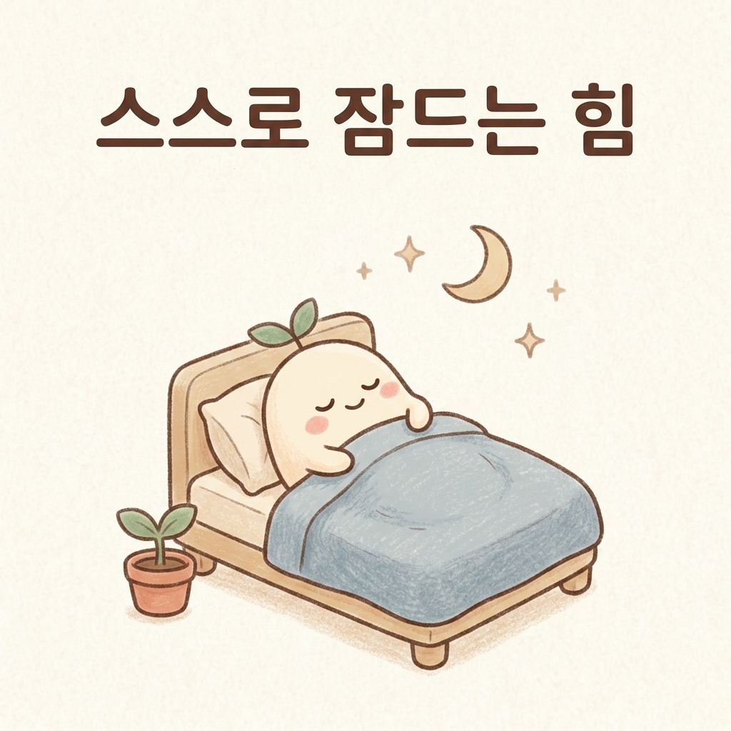 잠드는 힘을 되찾는 과정을 그린 손그림 일러스트