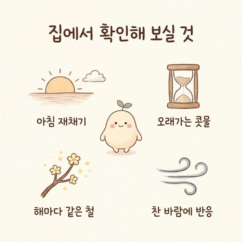 집에서 해 보는 비염 자가진단을 그린 손그림 일러스트
