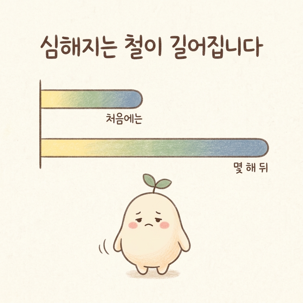 비염이 심해지는 철이 해마다 길어지는 것을 그린 손그림 일러스트