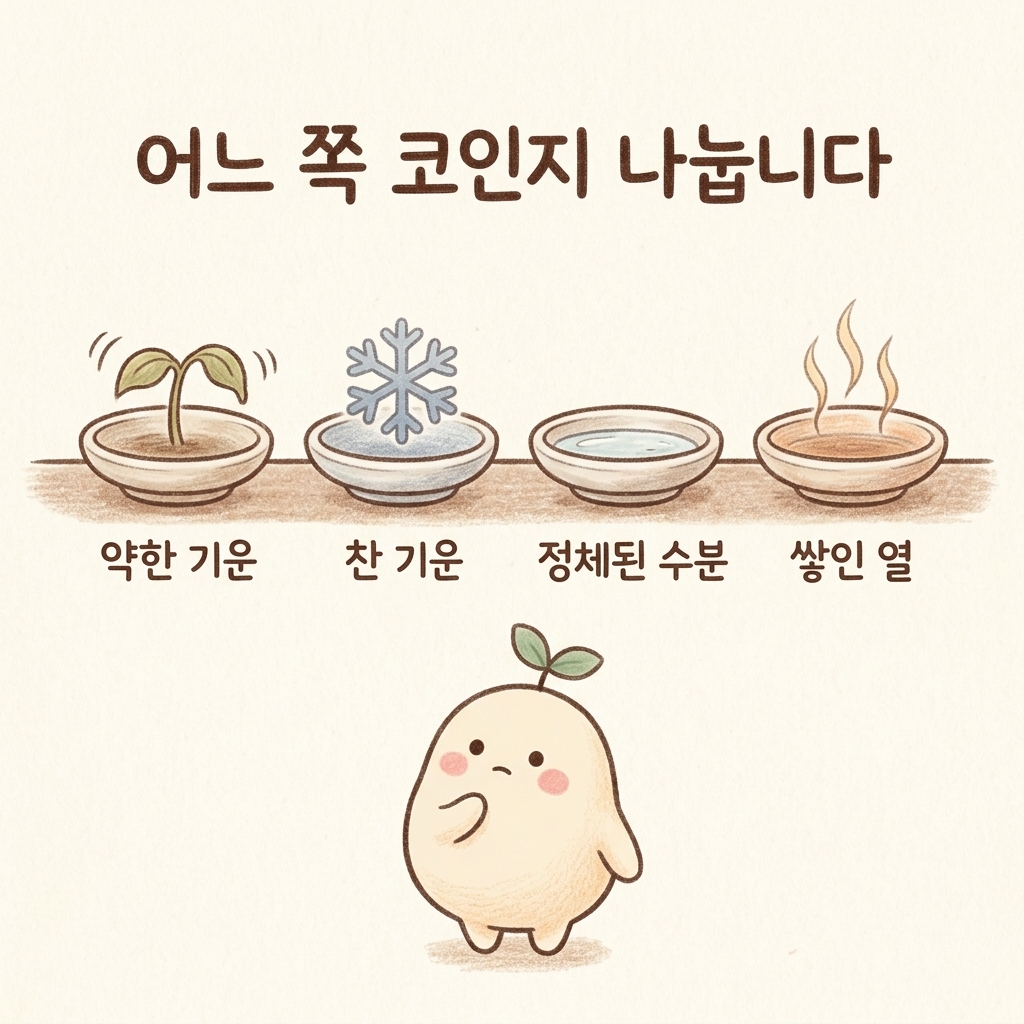 비염의 유형을 구분하여 진료하는 모습을 그린 손그림 일러스트