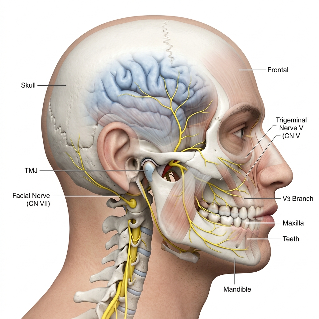 두통 안면마비 턱관절 구조