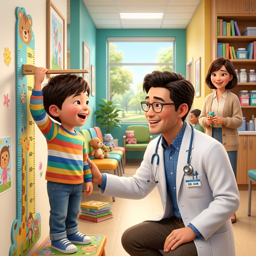 소아 성장 성장기 3D 일러스트